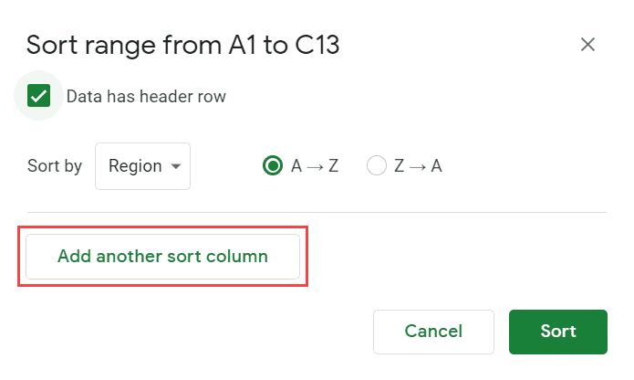 Cách sắp xếp dữ liệu theo nhiều cột trong Google Sheets